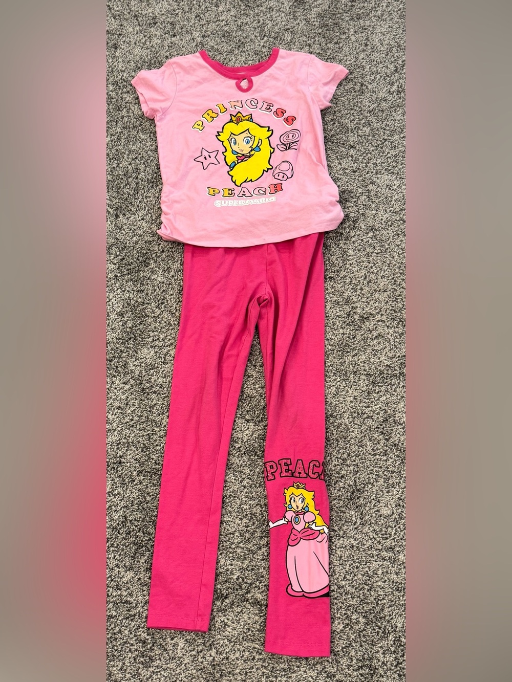 Princess Peach Pink Girls T and Leggings Set